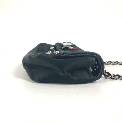 Pre-owned Chanel Black Satin Pochette Shoulder Bag ()