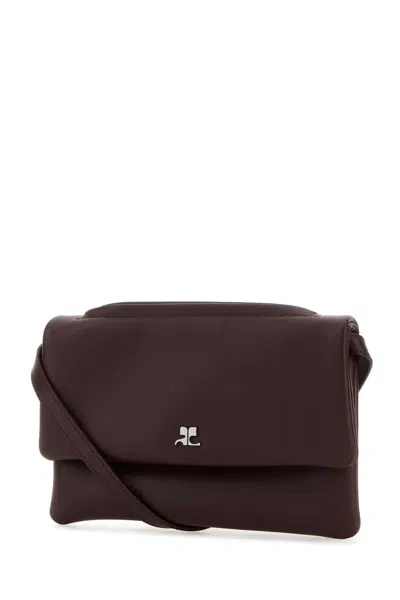 Courrèges Pinko Calf Leather Zip Wallet In Brown