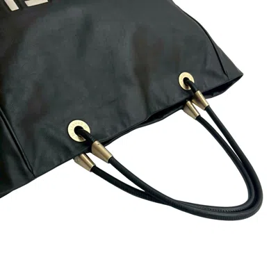 Pre-owned Chanel Black White Leather Shoulder Bag Tote Bag () In Multi