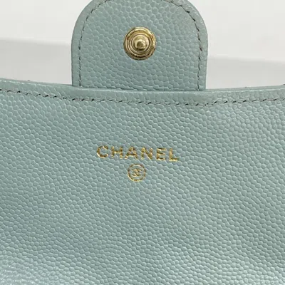 Pre-owned Chanel Blue Grained Calfskin Long Wallet (bi-fold) ()