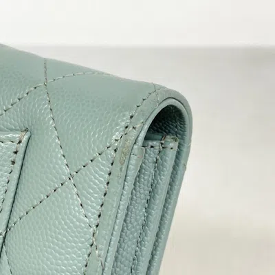 Pre-owned Chanel Blue Grained Calfskin Long Wallet (bi-fold) ()