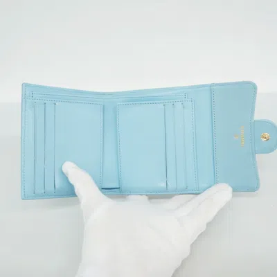 Pre-owned Chanel Blue Grained Calfskin Wallet (tri-fold) ()