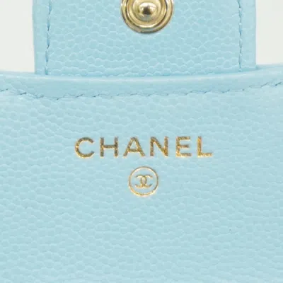Pre-owned Chanel Blue Grained Calfskin Wallet (tri-fold) ()