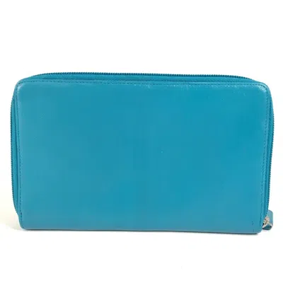 Pre-owned Chanel Blue Leather Long Wallet (bi-fold) ()