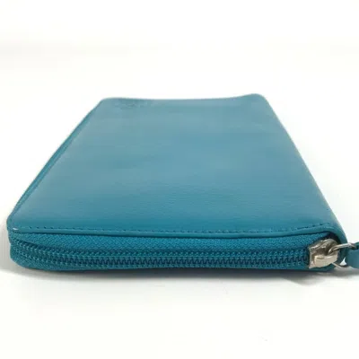Pre-owned Chanel Blue Leather Long Wallet (bi-fold) ()