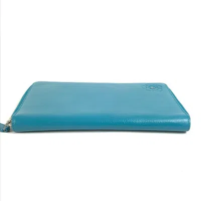 Pre-owned Chanel Blue Leather Long Wallet (bi-fold) ()