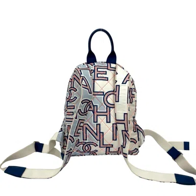 Pre-owned Chanel Blue Pink White Cotton Leather Backpack ()