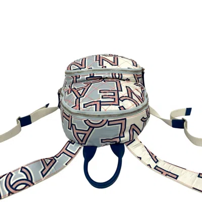 Pre-owned Chanel Blue Pink White Cotton Leather Backpack ()