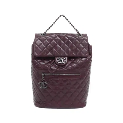 Pre-owned Chanel Bordeaux Leather Backpack () In Burgundy