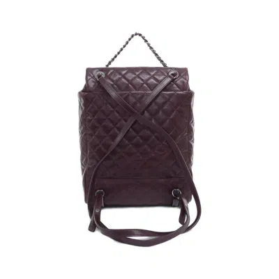 Pre-owned Chanel Bordeaux Leather Backpack () In Burgundy