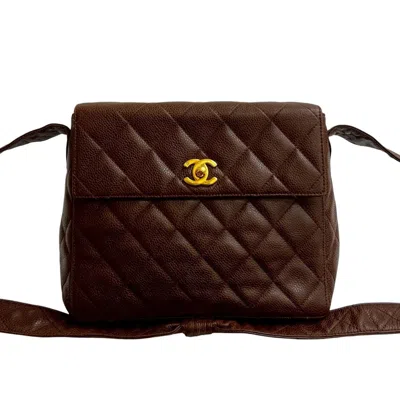 Pre-owned Chanel Brown Grained Calfskin Shoulder Bag ()