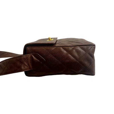 Pre-owned Chanel Brown Grained Calfskin Shoulder Bag ()