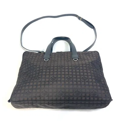 Pre-owned Chanel Brown Nylon Leather Handbag Shoulder Bag ()