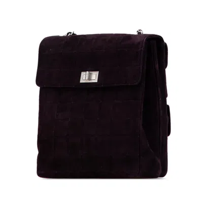 Pre-owned Chanel Chocolate Bar Purple Suede Shoulder Bag ()
