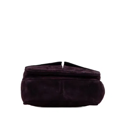 Pre-owned Chanel Chocolate Bar Purple Suede Shoulder Bag ()