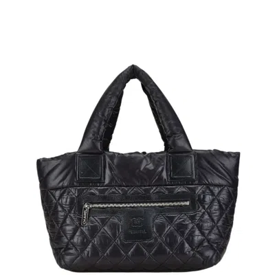 Pre-owned Chanel Coco Cocoon Black Nylon Leather Tote Bag ()