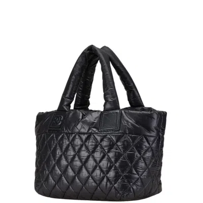 Pre-owned Chanel Coco Cocoon Black Nylon Leather Tote Bag ()