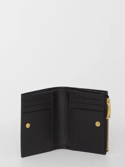 Bottega Veneta Textured Black Wallet With Signature Woven Pattern In Black