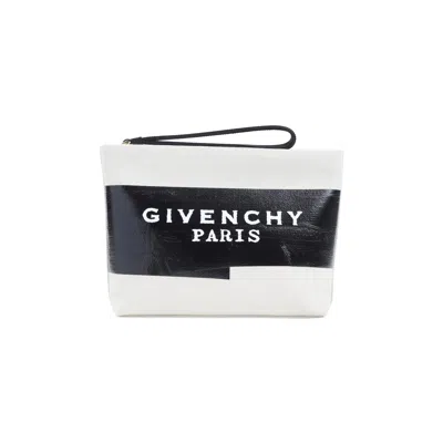 Givenchy Beige Fabric Logo Tape Pouch In Black