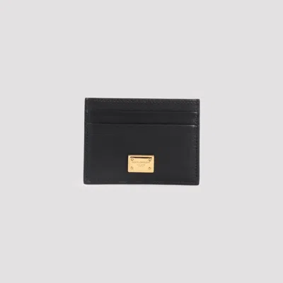Dolce & Gabbana Black Calf Leather Credit Card Holder In Black