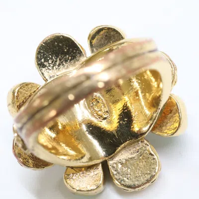 Pre-owned Chanel Gold Brown Green Metal Band Ring ()