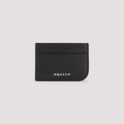 Alexander Mcqueen Black Leather Card Holder In Black