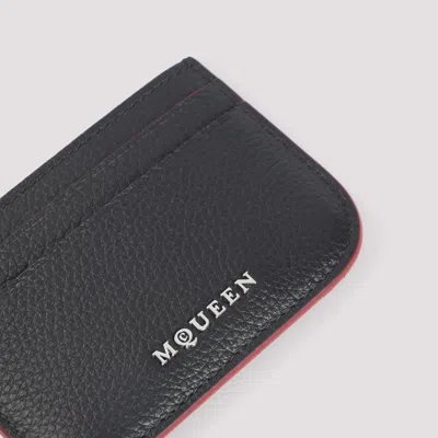 Alexander Mcqueen Black Leather Card Holder In Black