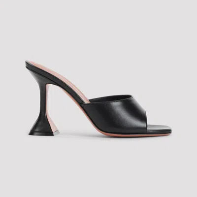 Amina Muaddi Black Nappa Leather Lupita 95 Slippers In Black