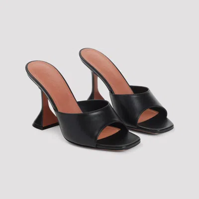 Amina Muaddi Black Nappa Leather Lupita 95 Slippers In Black