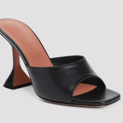 Amina Muaddi Black Nappa Leather Lupita 95 Slippers In Black