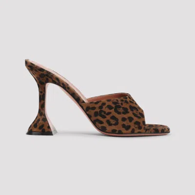 Amina Muaddi Leopard Suede Leather Lupita 95 Slippers In Multi