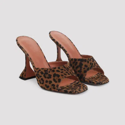 Amina Muaddi Leopard Suede Leather Lupita 95 Slippers In Multi