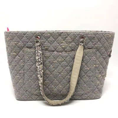 Pre-owned Chanel Ligne Cambon Purple Tweed Shoulder Bag Tote Bag ()