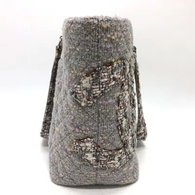Pre-owned Chanel Ligne Cambon Purple Tweed Shoulder Bag Tote Bag ()
