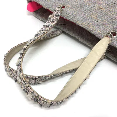 Pre-owned Chanel Ligne Cambon Purple Tweed Shoulder Bag Tote Bag ()