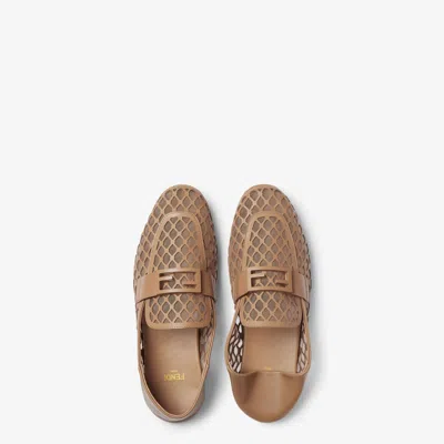 Fendi Laser-cut Leather Loafers In Brown