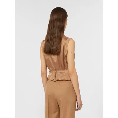 Max Mara "madre" Knit Waistcoat In Brown