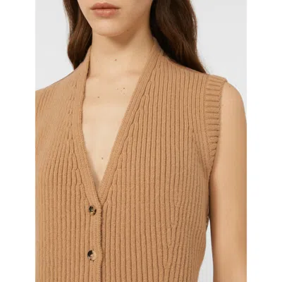 Max Mara "madre" Knit Waistcoat In Brown