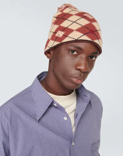 Acne Studios Argyle Face Wool Blend Beanie In Multi