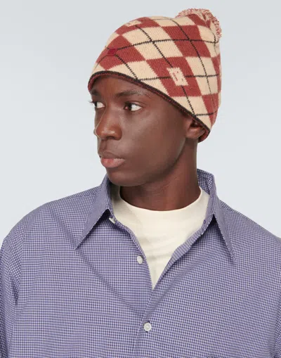 Acne Studios Argyle Face Wool Blend Beanie In Multi