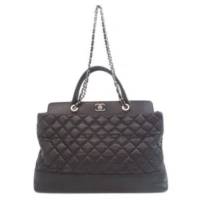 Pre-owned Chanel Matelasse Black Leather Tote Bag ()