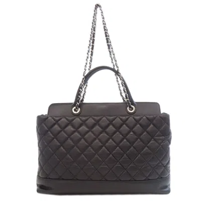 Pre-owned Chanel Matelasse Black Leather Tote Bag ()