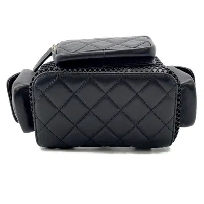 Pre-owned Chanel Matelasse Black Mesh Leather Backpack ()
