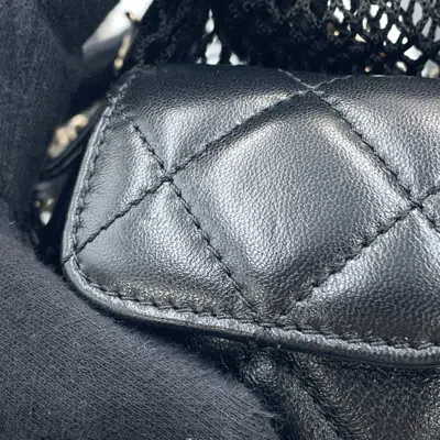 Pre-owned Chanel Matelasse Black Mesh Leather Backpack ()