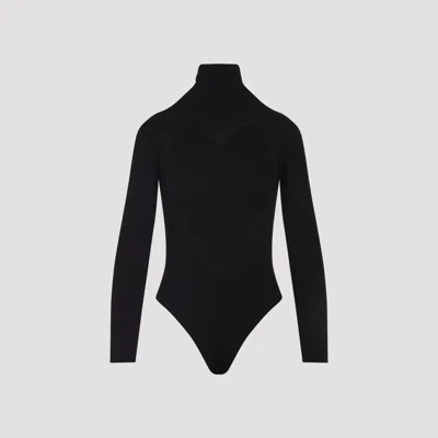 Alaïa Alaia Fluid Jersey Bodysuit With Heart Cut-out In Black