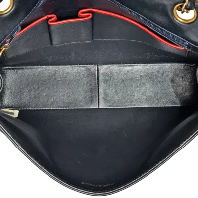 Pre-owned Chanel Matelasse Navy Leather Shoulder Bag () In Blue