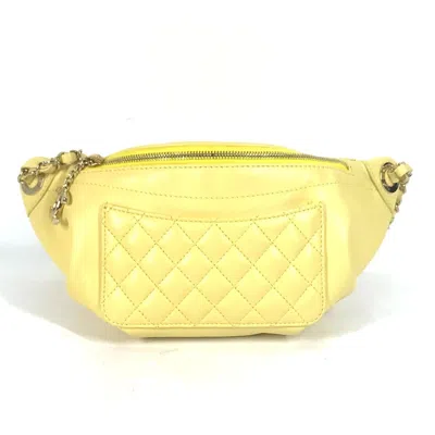 Pre-owned Chanel Matelasse Yellow Leather Pouch Sling Bag ()