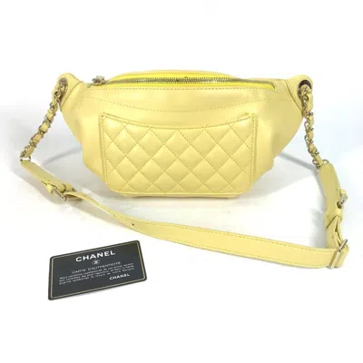 Pre-owned Chanel Matelasse Yellow Leather Pouch Sling Bag ()