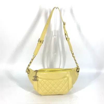 Pre-owned Chanel Matelasse Yellow Leather Pouch Sling Bag ()