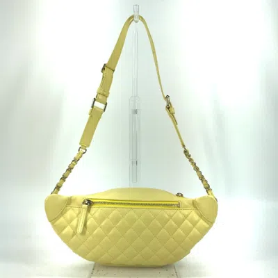 Pre-owned Chanel Matelasse Yellow Leather Pouch Sling Bag ()
